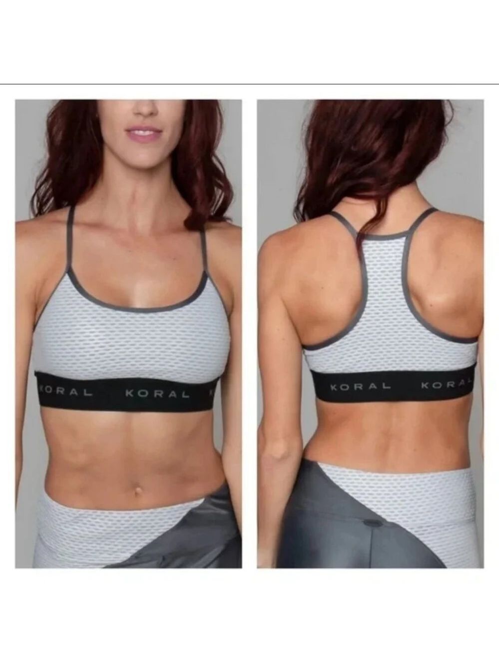 Koral Sweeper Netz Gray Mesh Sports Bra Size Small